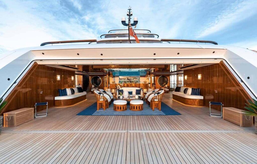 Most Expensive Charter Yacht Faith outdoor bar - LuxeLife